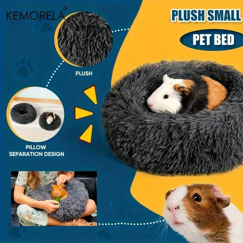 1PCS Ultra-Soft Plush Pet Nest Cozy Warm Hamster Sleeping Bed Non-Slip Bottom Insulated Padding for Guinea & Other Small Animals