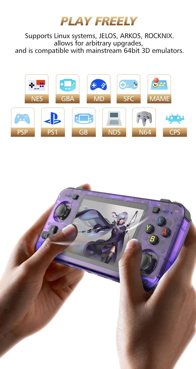 R36H Retro Handheld Video Game Console Linux System 3.5 Inch IPS Screen Portable 64G 128GB Player Gift