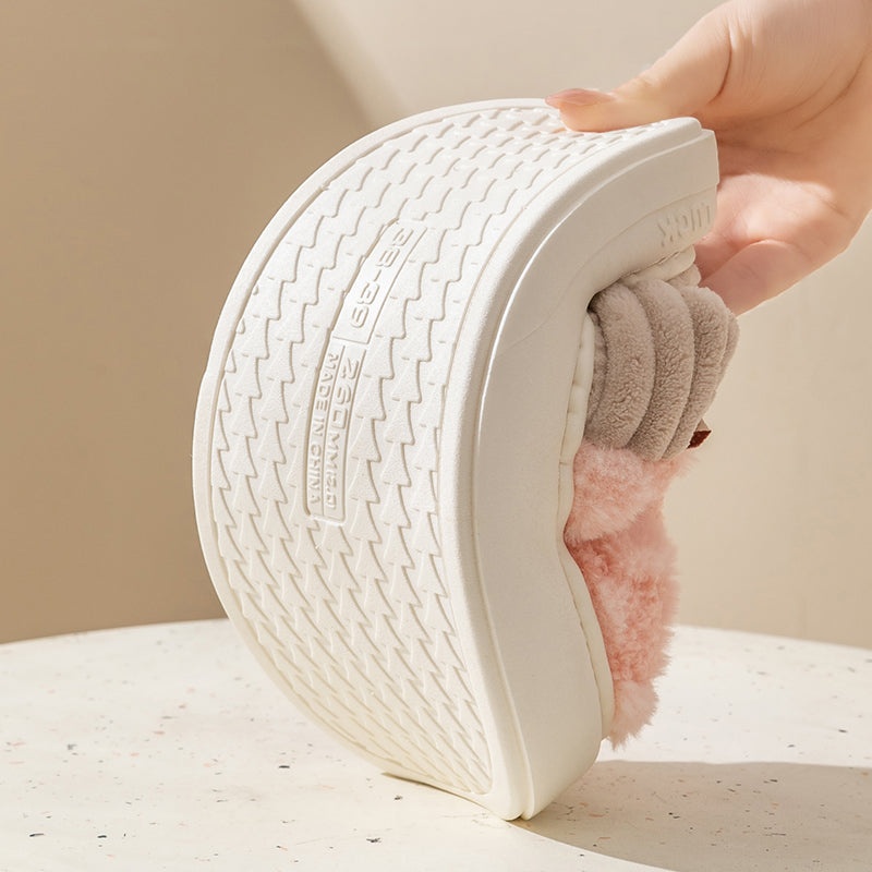 Fashion Couple Winter Toe Wrap Warm Plaid Cotton Slippers