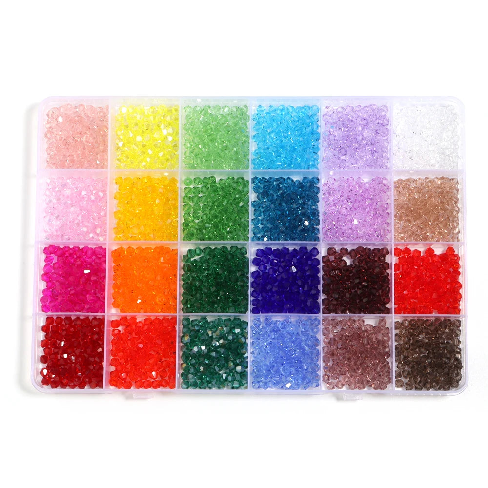 4mm Faceted Glass Crystal Rondelle Beads Kit in 15 to 24 Colors for DIY Jewelry Making Charms Bracelets and Earrings