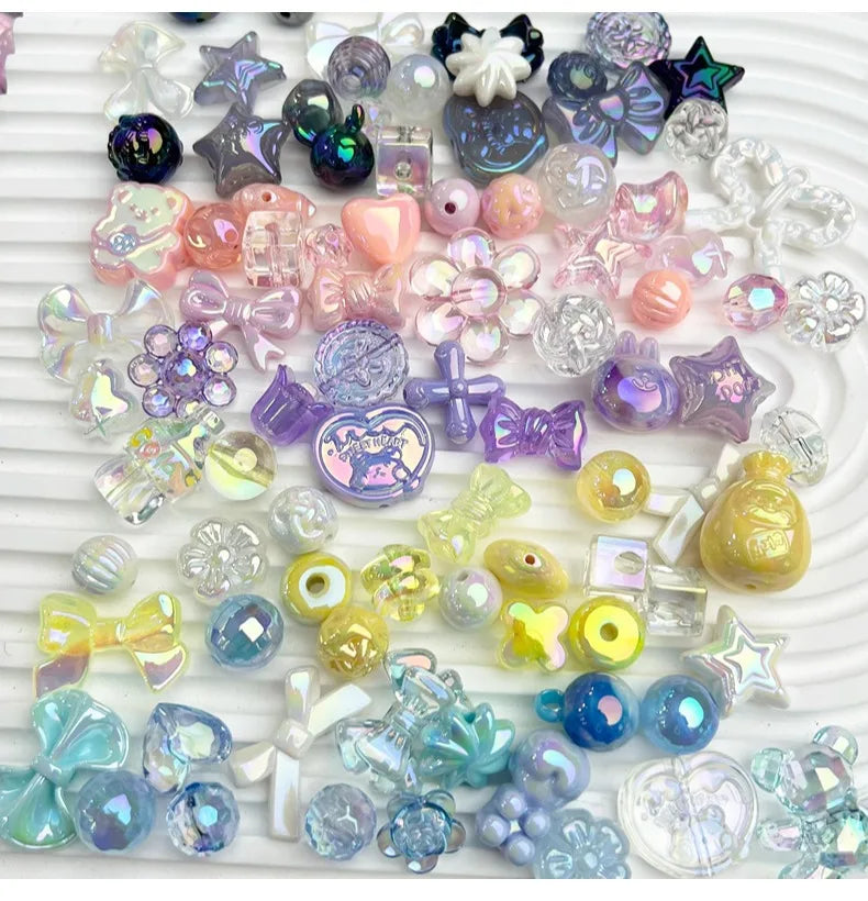 20g Y2K Mixed Bowknot Flower Heart Acrylic Cute Beads for DIY Jewelry Craft