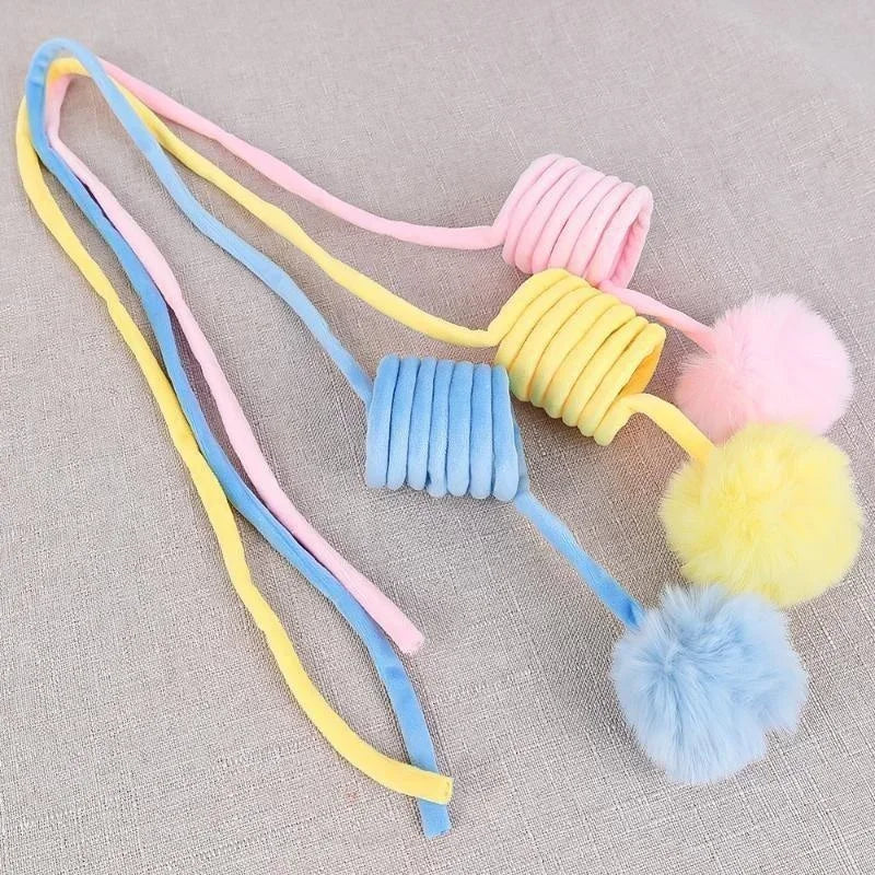 Pet Toy Funny Interactive Cat Stick Spring Rope Ball Plush Toy