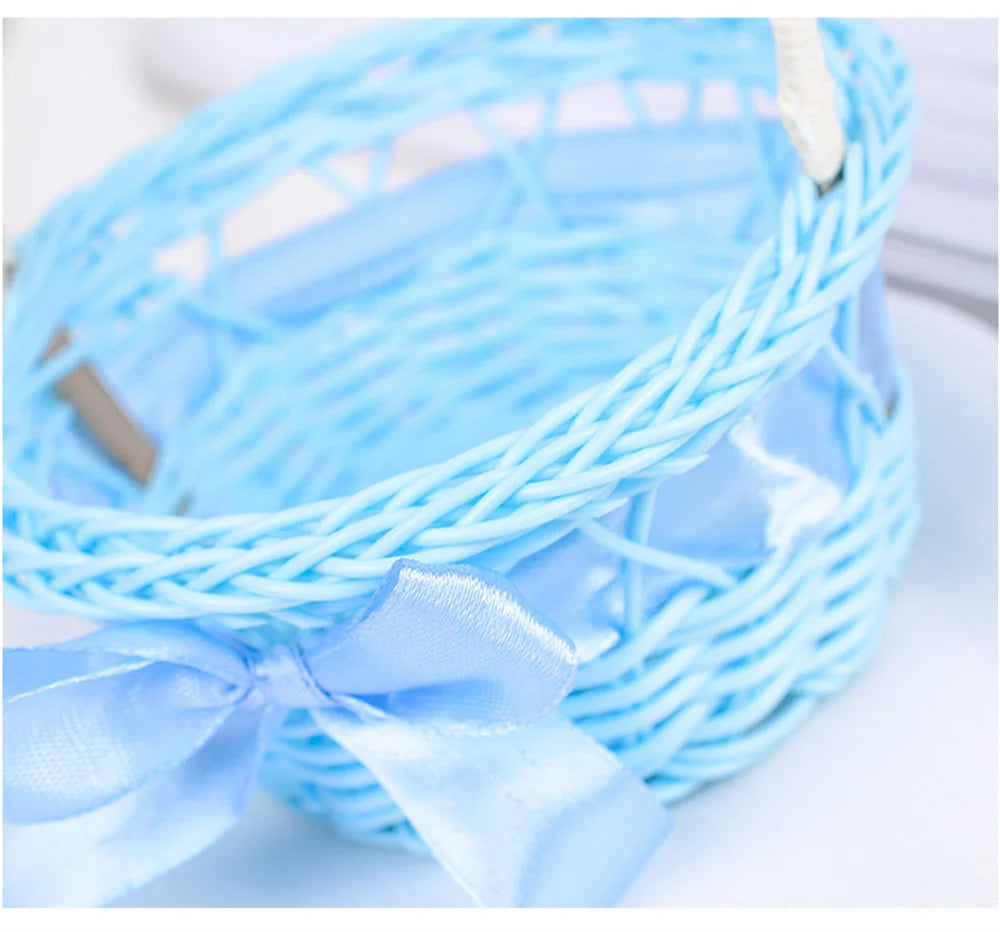 1PC Round Small Flower Storage Basket Hand-Woven Decorative Home Basket