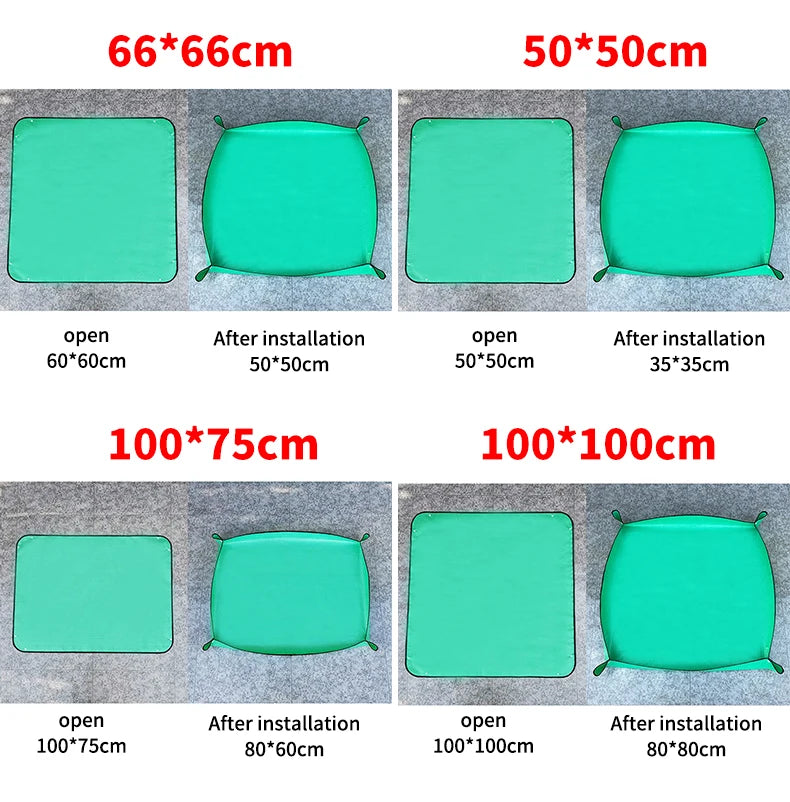 1 alfombrilla para plantar de 50 a 100 cm, plegable, impermeable, para trasplantar plantas de jardín