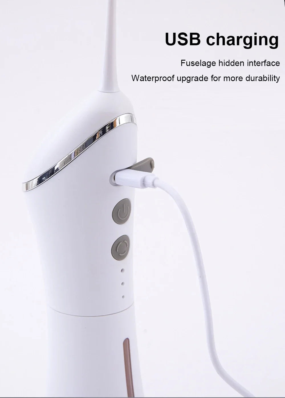 Electric Tooth Flosser High Pressure Jet USB Rechargeable Oral Irrigator with Whitening Technology