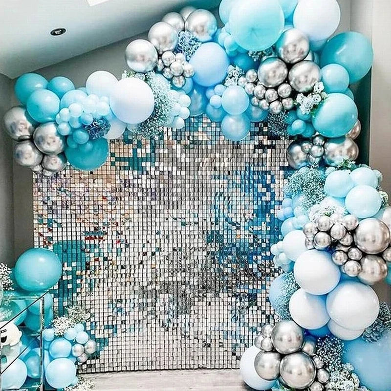 Silver Sequin Wall Backdrop Panels Set of 18 for Wedding Bridal Shower and Bachelorette Party Decorations