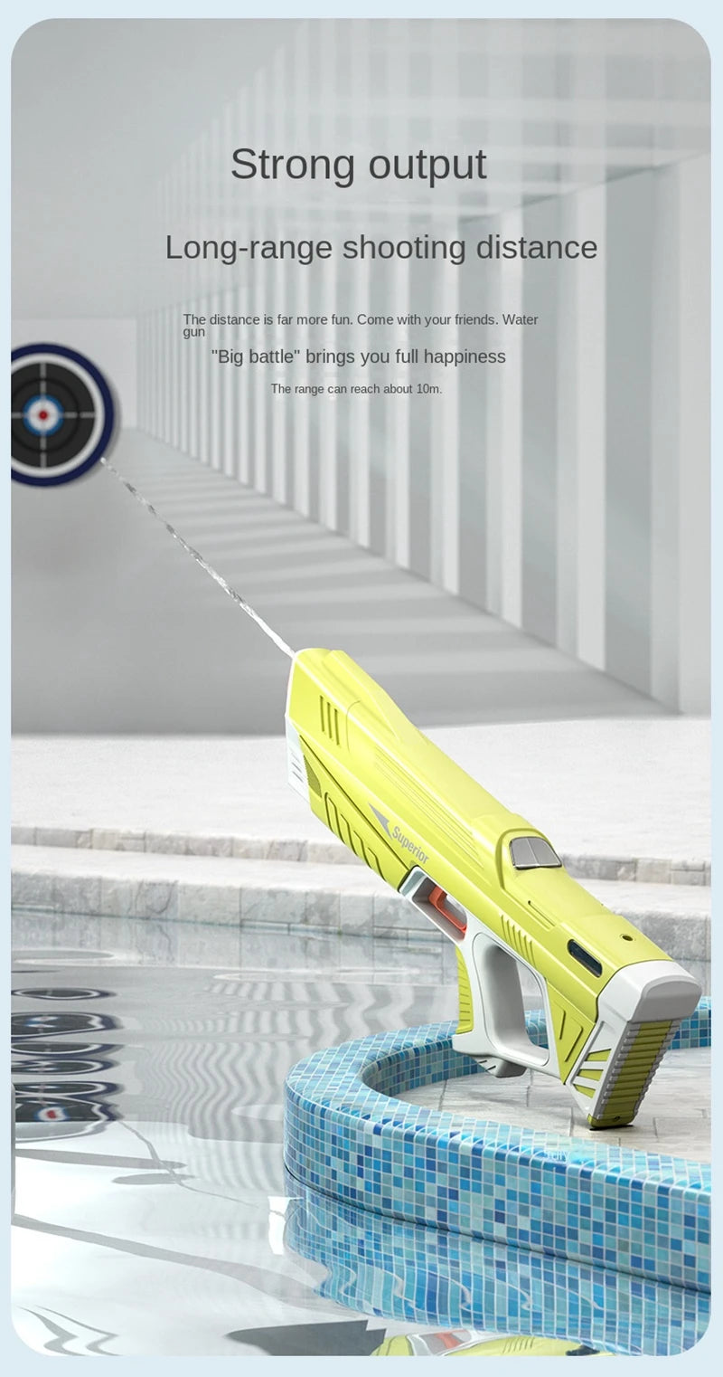 Full Automatic Electric Water Gun 43cm Portable Summer Toy for Kids and Adults Outdoor Water Battles