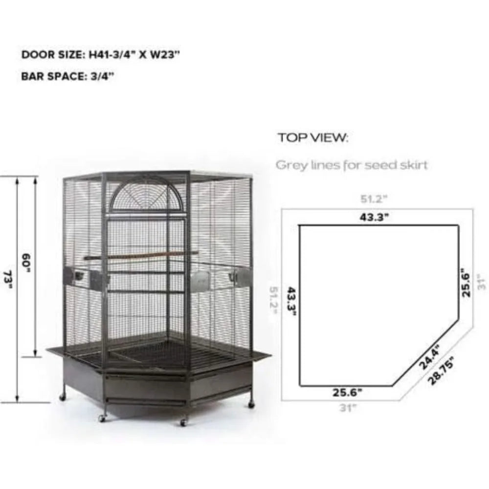 Parrot Escape Jumbo Corner Bird Cage Aviary (X-Large)