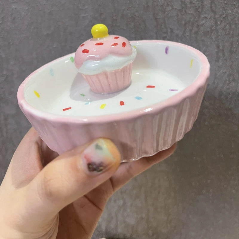 Ceramic Cake Hamster Bowl Small Pet Food Bowl for Home Use Multi-color Small Jewelry Box Rabbit Feeder Parrot Supplies