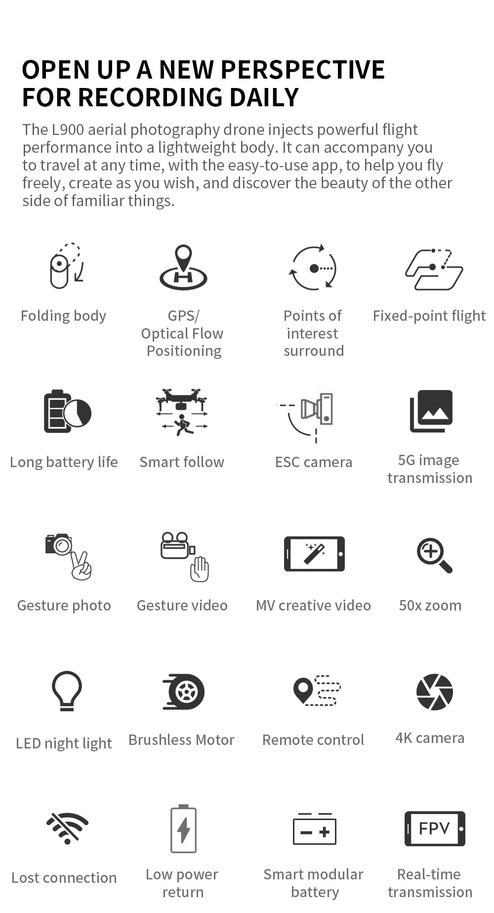 Drone L900 Pro 4K 5G GPS HD Dual Camera Foldable Quadcopter