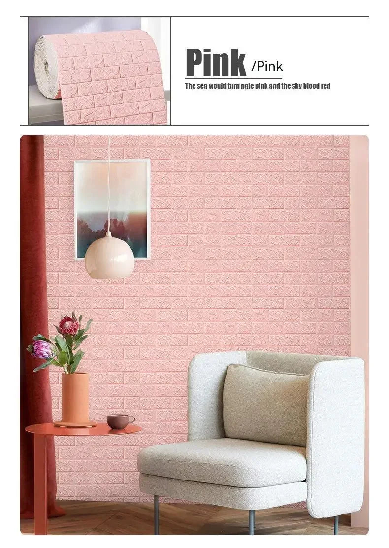 70cm*2m 3D Soft Foam Brick Wallpaper Roll Self Adhesive Decor
