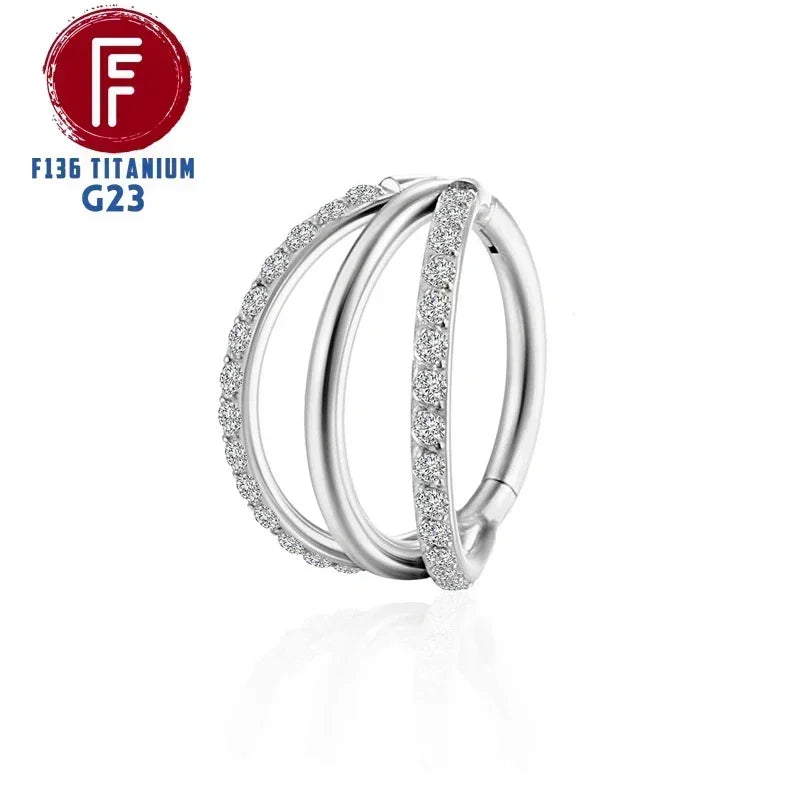 F136 Titanium 3 Layers Nose Rings and Ear Cuff Jewelry