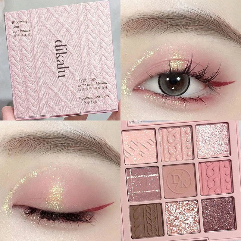 9-Color Eye Shadow Palette Glitter Pearly Long Lasting Korean Makeup