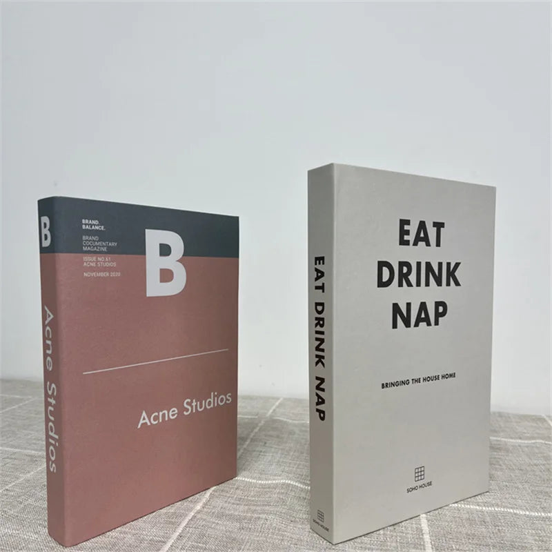 2 Piece Luxury Fake Book Decoration Set for Home and Cafe Decor Vintage Style Ornaments for Study and Club