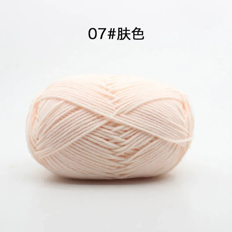 Likeecords 4-Strand Milk Cotton Yarn 60g Soft Baby Yarn for Knitting and Crochet