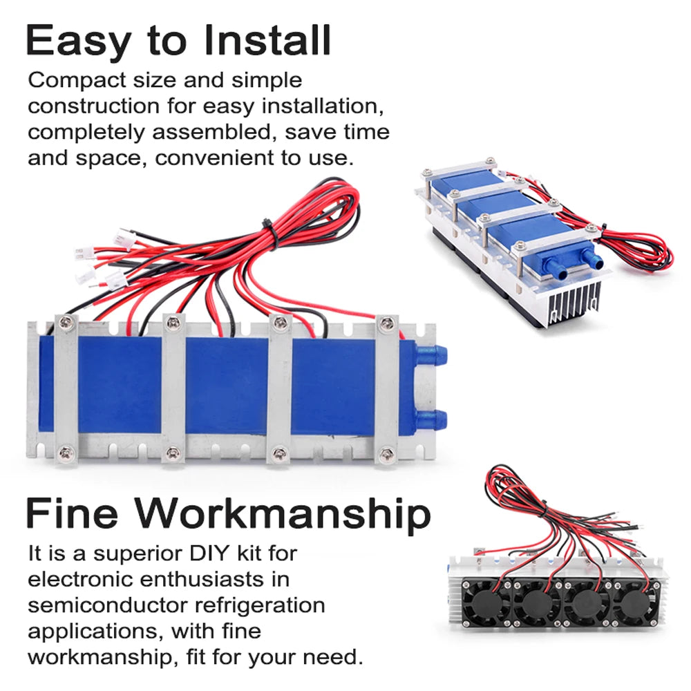Refrigerador termoeléctrico Peltier de 288 W/144 W, 12 V CC, 30 A/15 A, sistema de refrigeración de semiconductores, bricolaje para ventilador de aire acondicionado