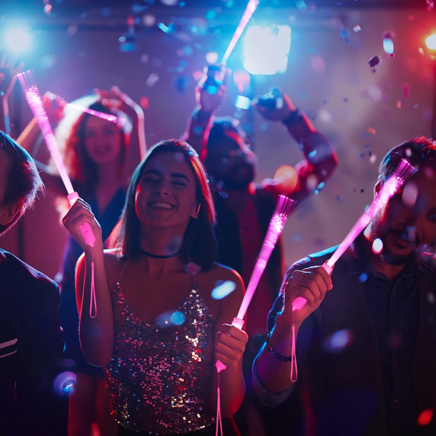 12 Pack LED Fiber Optic Wands Light Up Sticks with 3 Modes for Parties and Events