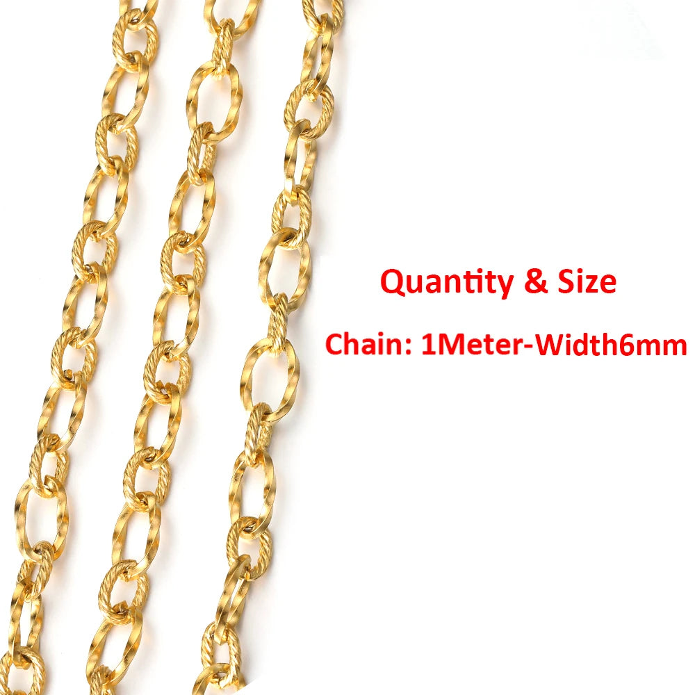 2 Meters/1 Meter High Quality Gold Color Stainless Steel Chain for DIY Jewelry Making
