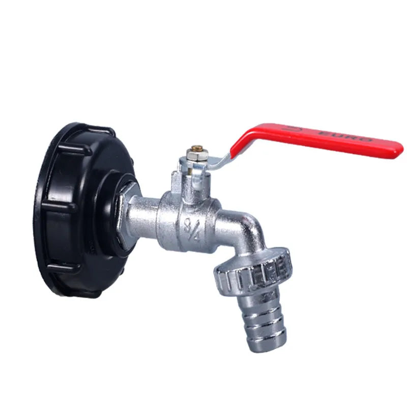 Adaptador de grifo de tanque IBC duradero de 1 pieza, rosca gruesa S60*6 a conector de 1/2'' 3/4'', válvula de repuesto para grifo de jardín y hogar