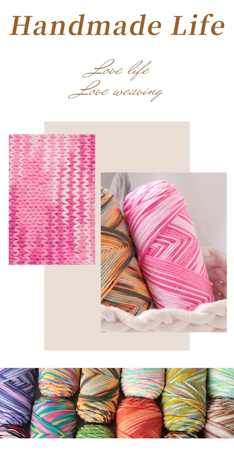 2 PCs Colorful 5-Strand Dyed Milk Cotton Baby Yarn DIY Scarf