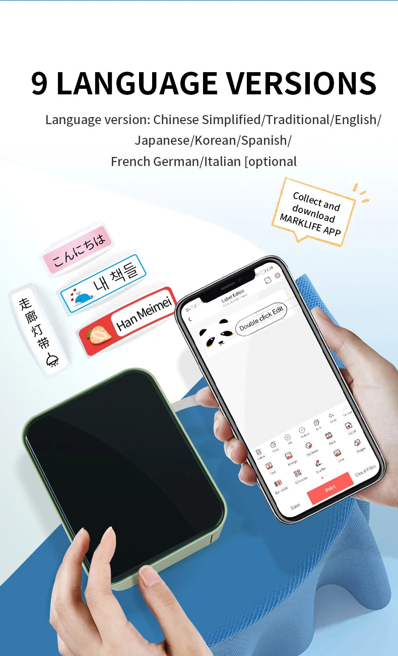 Marklife P15 Bluetooth Thermal Label Printer Portable Inkless Label Maker for Home and Office Use