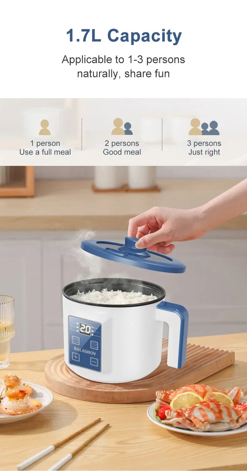 Mini Electric Rice Cooker Double Layer Multi Cooker Non-Stick Smart Steamed Rice Pot for Efficient Home Cooking