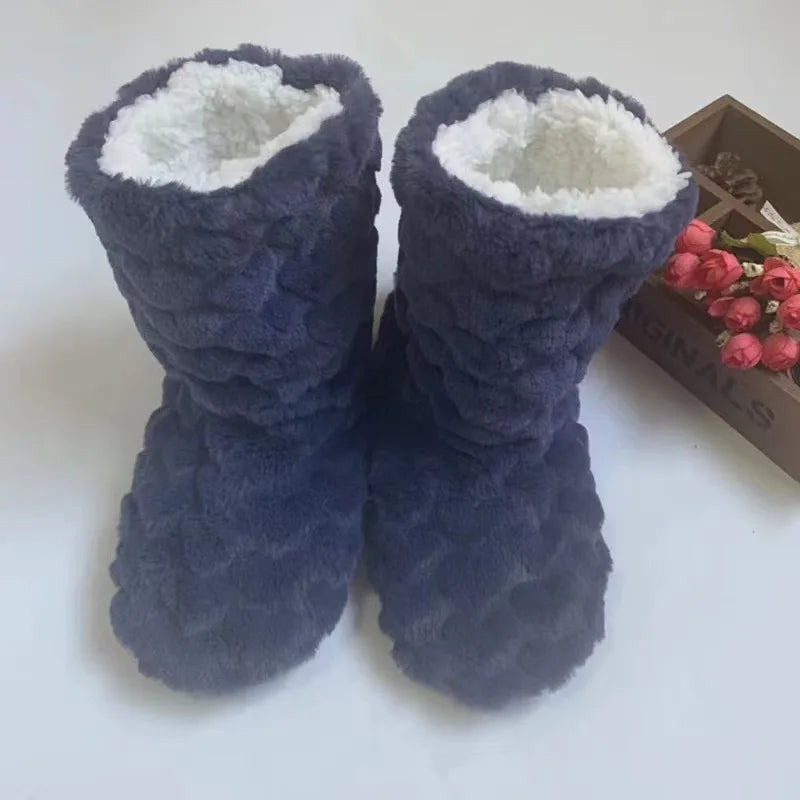 Winter Adult Men And Women Thick Warm Floor Shoes Plush Slippers