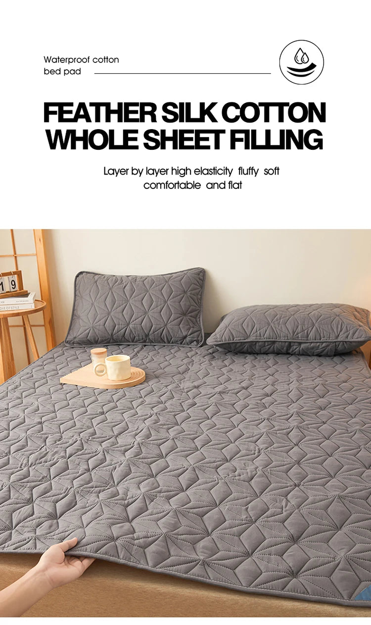 Waterproof Mattress Topper with Elastic Band Quilted Protector Pad for Single/Double Bed 140/160