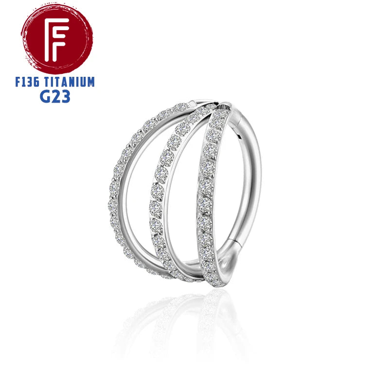 F136 Titanium 3 Layers Nose Rings and Ear Cuff Jewelry