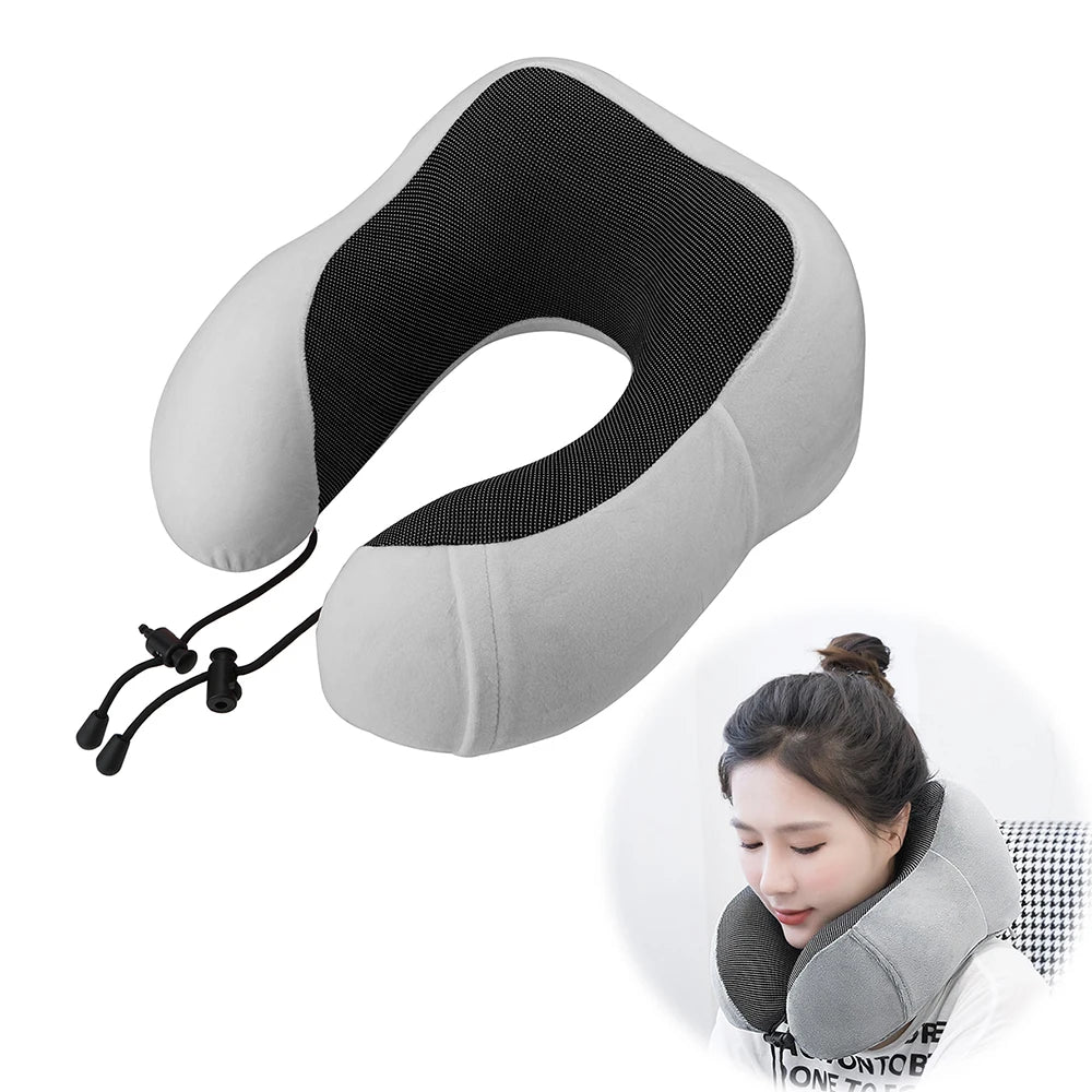 Soft Travel Pillow U Shaped Memory Foam Neck Cushion for Airplanes