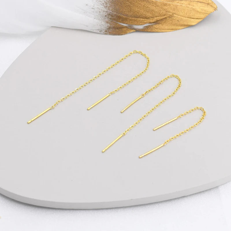 Charming 925 Sterling Silver Long Chain Threader Earrings for Women Fashion Jewelry