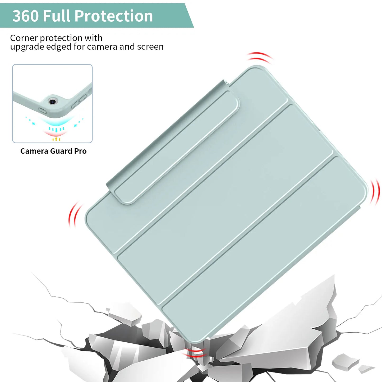 RBP Magnetic Case for iPad 10 10.9 2022 Pro 11 12.9 with Detachable Back Shell for iPad Air 4 10.9 and iPad 10.2 7th 8th 9th Mini 6 Protection and Style