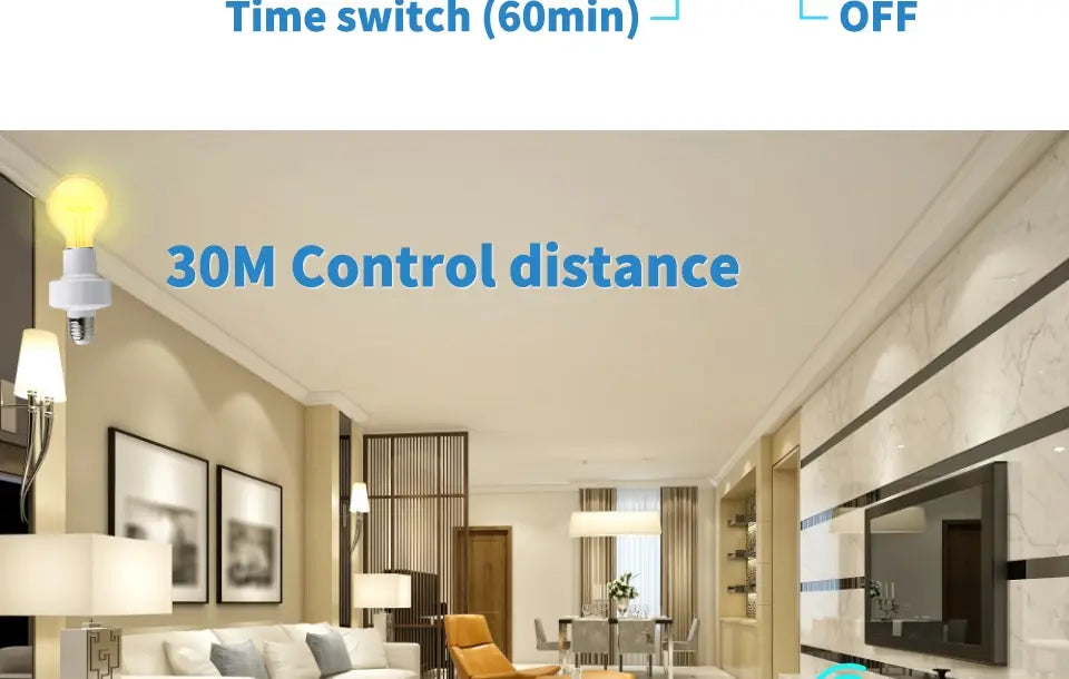 Smart Timer Switch Wireless Remote Control E27 Lamp Holder 15m Range 110V 220V