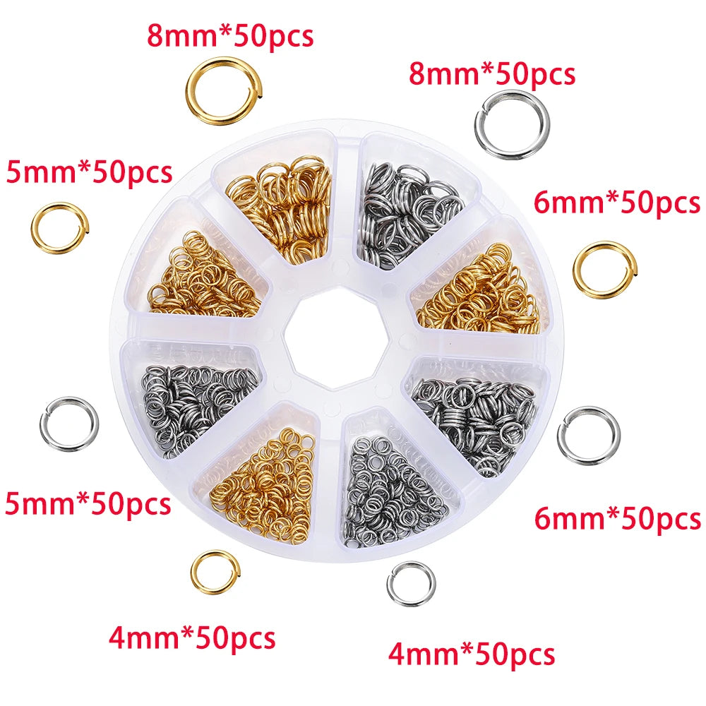 210-400Pcs Box Jewelry Making Kits with Clasp and Jump Rings