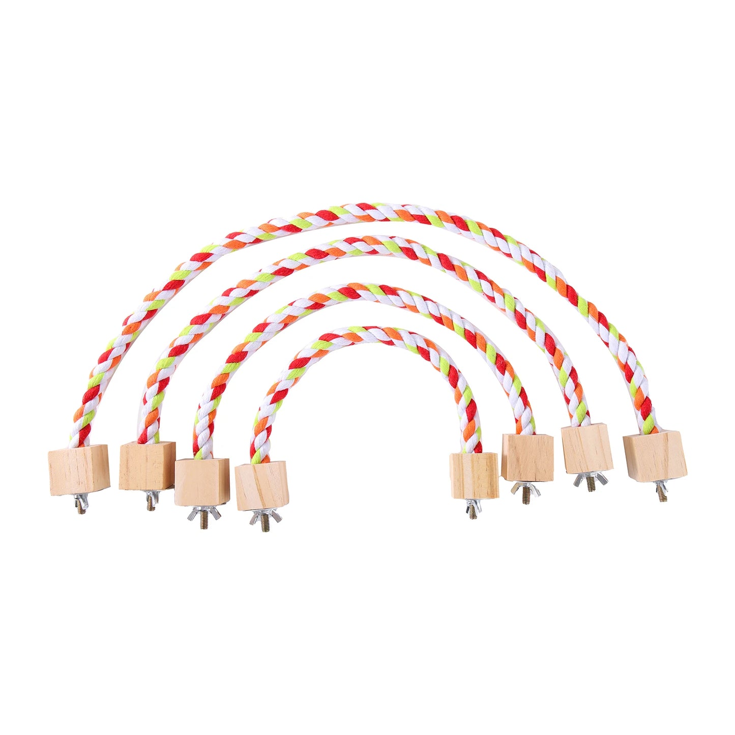 Pet Bird Rope Hanging Parrot Perch Rope Colorful Cotton Rope Toy Elastic Budgie Climbing Chewing Toy Bird Swing Stand Pet Toy