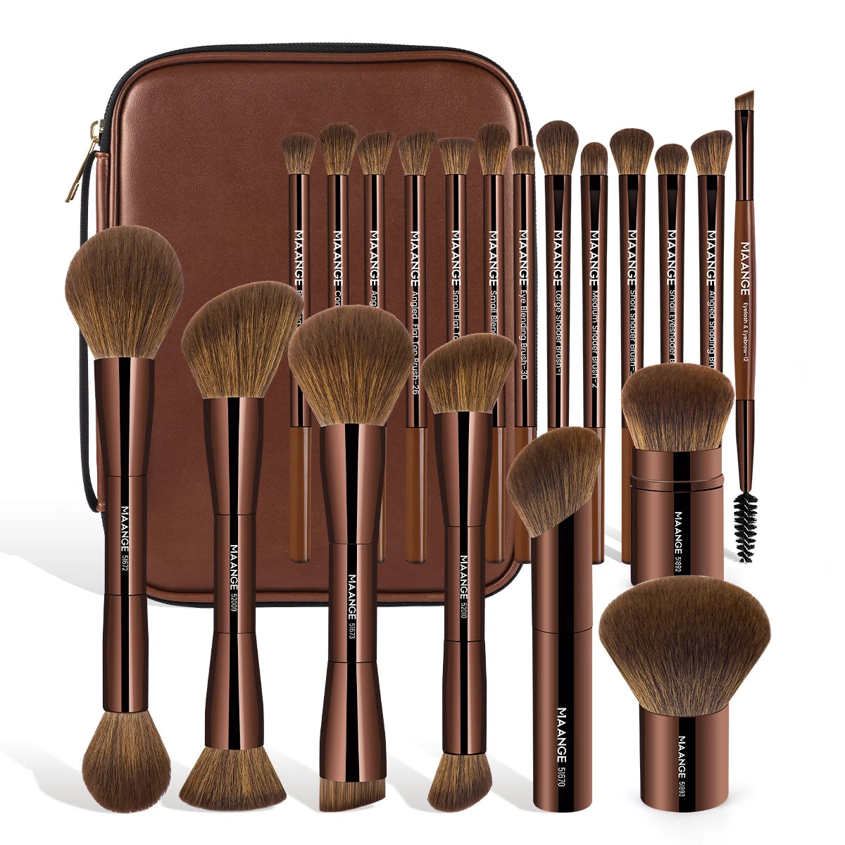 MAANGE 20 Piece Professional Makeup Brush Set with Dual Ended Brushes and Storage Bag