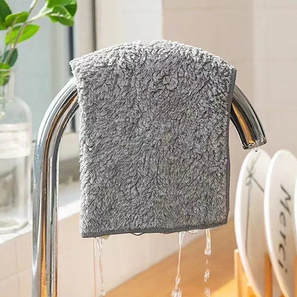 Gray Bamboo Charcoal Super Absorbent Microfiber Dishcloths for Kitchen Cleaning 1/100PCS Set