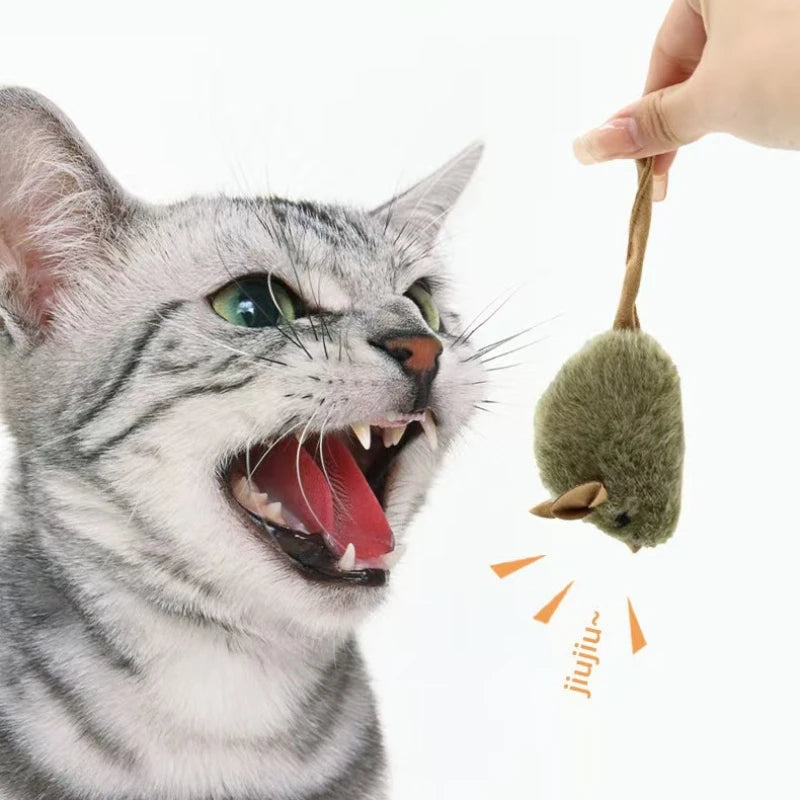 Funny Plush Cat Toy Simulation Mouse Automatic Chirping Interactive Mice Cat Toy Bite Resistance Pet Cat Toys Kitten Supplies