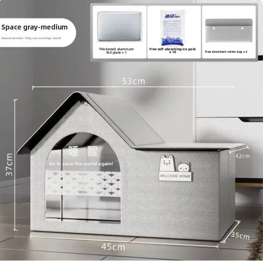 Summer Cooling Pet House for Cats and Dogs Portable Ice Shelter with Air Conditioning Design Ideal for Hot Weather