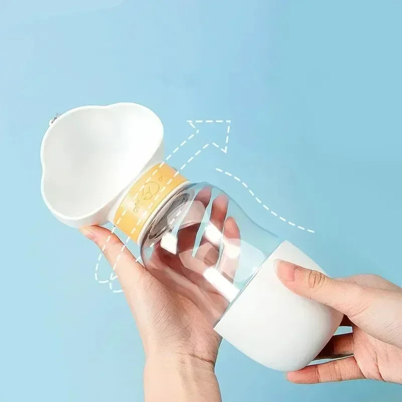 Portable Pet Hydration Bottle with Detachable Bowl 2-in-1 Food and Water Solution for Dogs and Cats Ideal for Outdoor Adventures