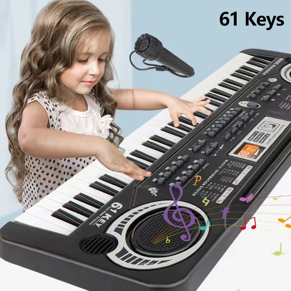 Chriyungel Kids Electronic Piano Keyboard with Microphone 61 Keys or 37 Keys Musical Instrument Toy for Beginner Children