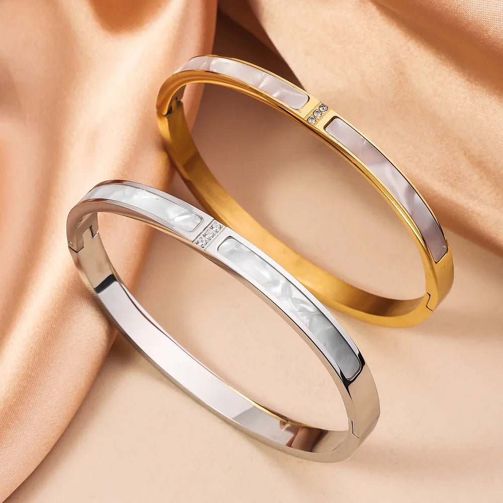 RAKOL Simple 316L Nail Light Luxury Titanium Steel Bracelet for Women High Quality Non-fading Hand Jewelry