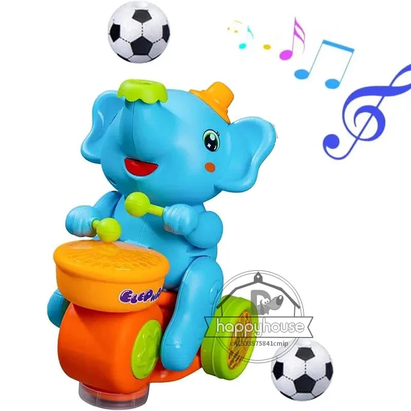 Musical Walking Elephant Drummer Toy for Kids with LED Lights and Sensory Activities Educational Learning Toy