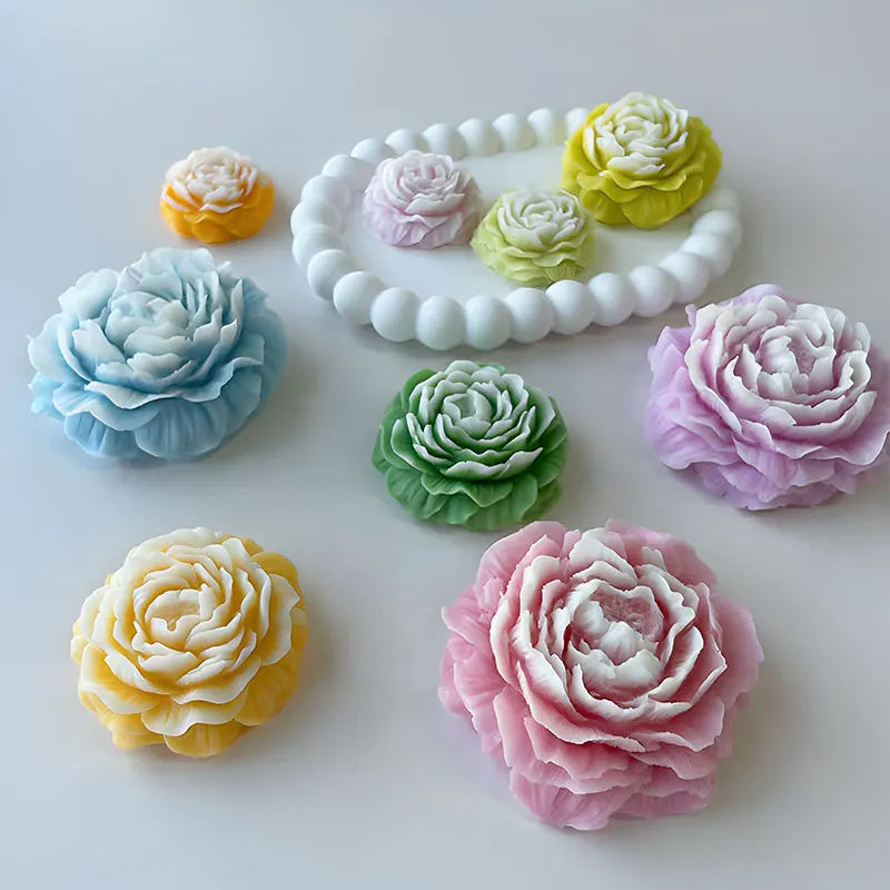 S/M/L 3D Peony Silicone Candle Mold for DIY Flower Crafts