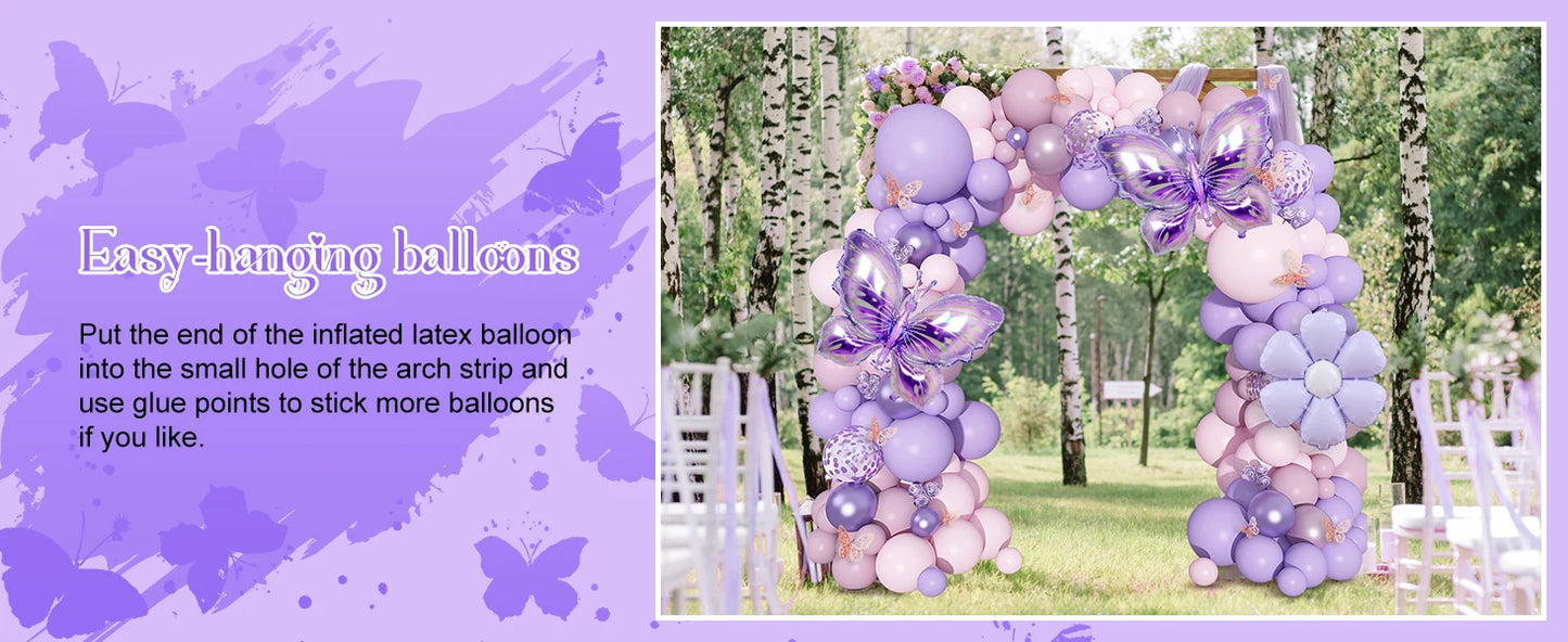 Pink and Purple Butterfly Balloon Arch Garland Kit for Baby Showers Weddings Girls Birthday Parties and Bachelorette Celebrations