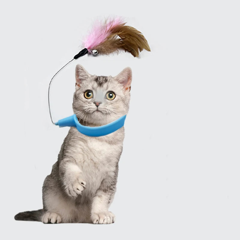 New hot product collar for cat teaser self-entertainment cat toy neck collar feather bell cat toy pet supplies