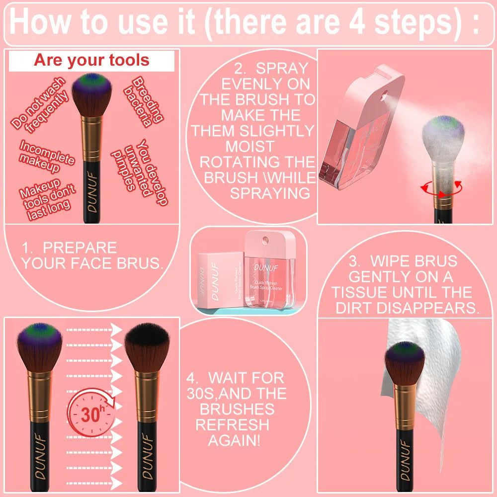 DUNUF 35ML Makeup Brush Cleaning Spray Quick Clean Tool