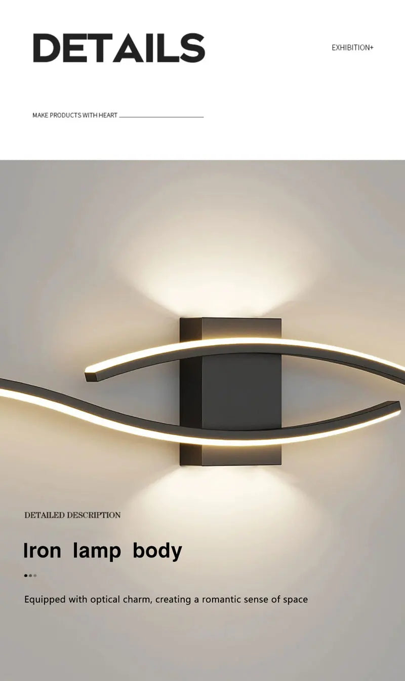 Indoor LED Wall Lights Modern Wall Sconces for Bedroom and Corridor Black Gold White Finish Stylish Indoor Lighting
