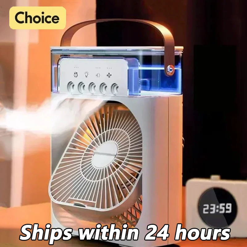 Portable Humidifier Fan 3 In 1 USB Air Conditioner LED Light
