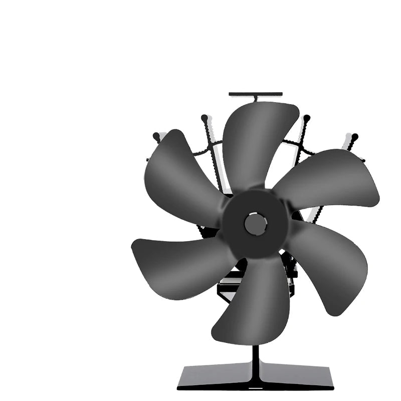 Ventilador de estufa alimentado por calor, silencioso, color negro, con 6 aspas, para chimenea de leña, calentador de invierno, distribución eficiente del calor